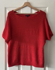 sarah pacini jumper top one size red loose knit 100% cotton