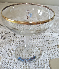 COLLECTORS' VINTAGE BABYCHAM GLASS with FACETED STEM and WHITE FAWN  c1950's