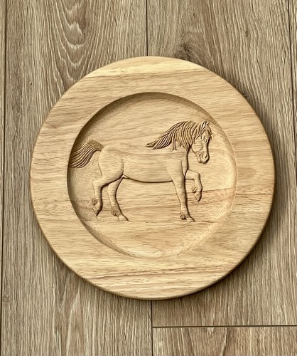 Wooden horse hand round carved - round,