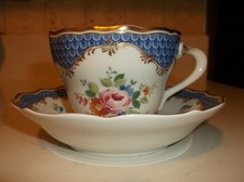 Vintage Hutschenreuther Maria Theresia Coburg Blue Border Cup & Saucer
