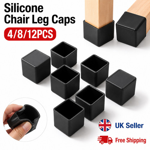 Square silicone chair leg caps - square,