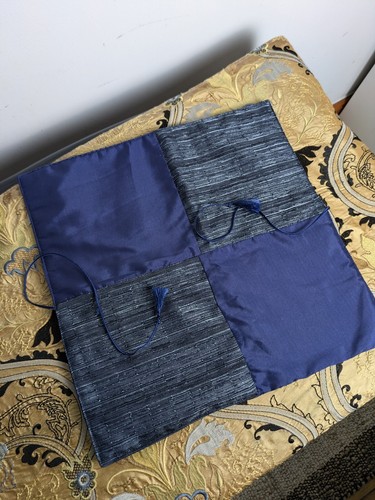 Thai silk check - navy, blue