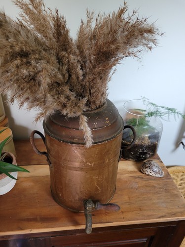 Antique copper lined water - lined, urn