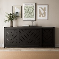 Radiator Cover Black Modern Chevron Slat Shelves MDF Cabinet Shelf Adjustable