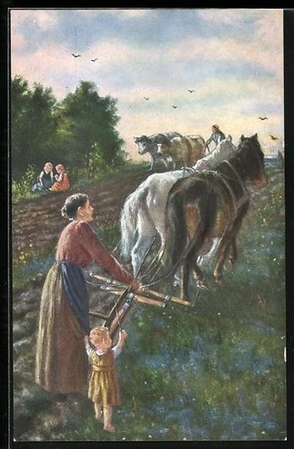Postcard farmer wife with - postcard,