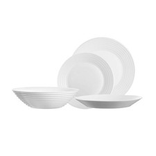 Dinnerware Set Luminarc Harena Glass White Crockery Plates Bowl Microwave Safe