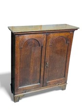 ANTIQUE OAK BOOKCASE WALL CUPBOARD BlIND DOOR LATE GEORGIAN C1820 RARE