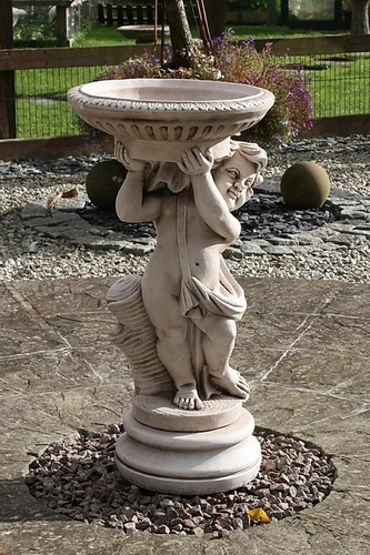 Stone concrete cherub bird - stone,