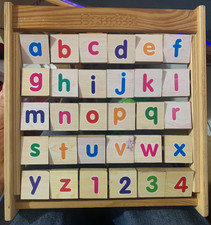 Wooden Alphabet & Picture Blocks – Toddler Learning Toy, Excellent Condition