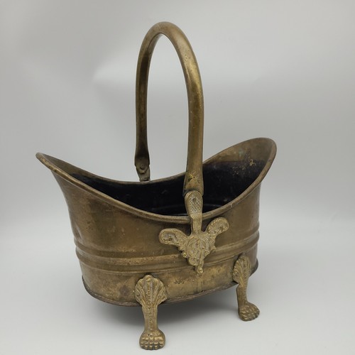 Antique brass firewood basket - antique,