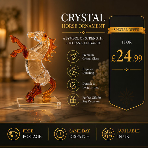 Crystal glass prancing horse - crystal,