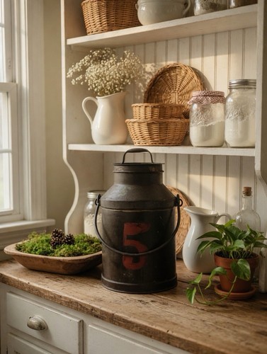 Vintage metal dairy milk can - metal,