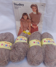 4 X 50gms balls Studley Whirligig Brown New Old Stock + pattern