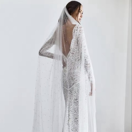 Pearl wedding veil - pearl,
