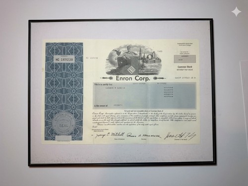 Framed enron corporation stock - framed,