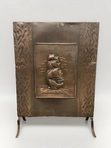 Vintage copper fire screen - vintage,
