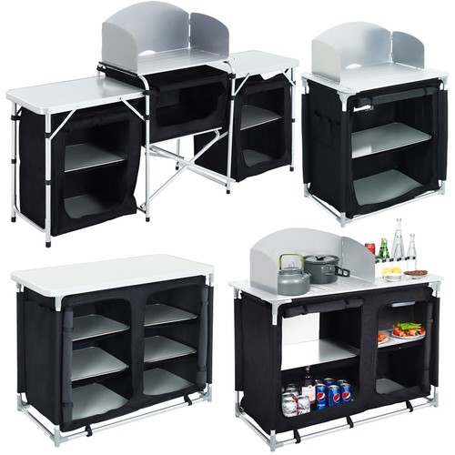 Black aluminium camping table - camping,