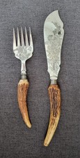 Stag Horn Handled Fish Servers, Silver Plated, EB&Co, Edwin Blyde & Co C1885