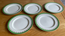 5 Alfred Meakin "VOGUE White & Green with Gold Edge" Snack Plates