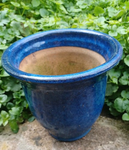 Aged blue glazed terracotta - aged,