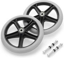 OwnMy 2PCS of 8 Inch Grey Rubber Wheelchair Replacement Wheels Wheelchair Front