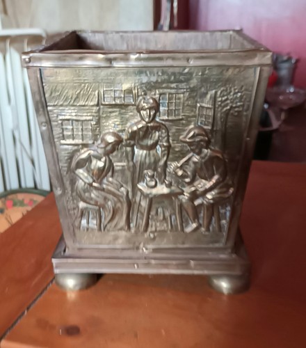 Vintage embossed brass wood - vintage,
