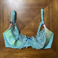 Cosmopolitan Bra Lace Tropical Blue Pink 90’s Style Underwired Women’s 34C