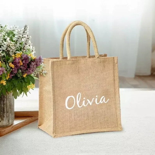 Personalized jute tote bag - tote,