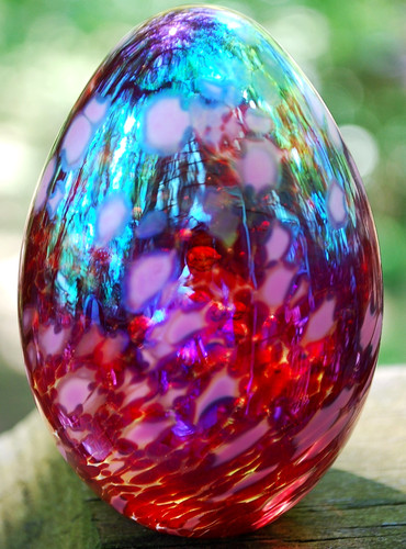 Hand blown art glass egg - blown,