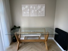 Solid Oak Glass Top Dining Table (oak Furniture Land)