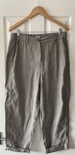 annette gortz trousers 40 grey linen blend crop leg 30 waist