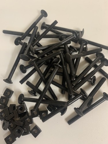 Black carriage bolts - black, &