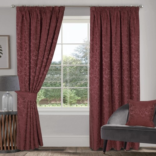 Lined pencil pleat wine - lined,