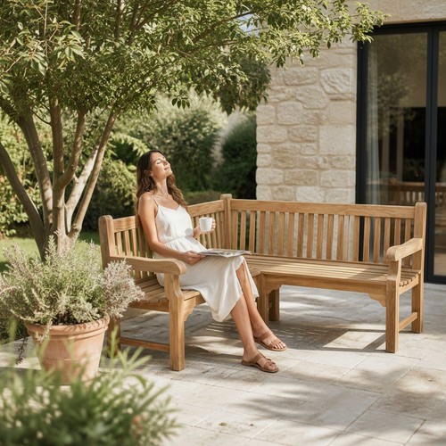 Garden teak corner - garden, bench
