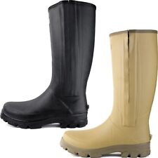 Savage Island Side Zip Rubber Wellington Boots Neoprene Lined Waterproof Wellies