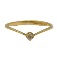 9ct Yellow Gold & Diamond Set Wishbone Dress Ring Vintage 1976 London