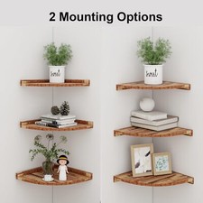 Floating Corner Shelf Shelves Wooden Wall Storage Display Shelf Unit Wall Mount