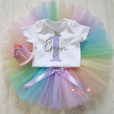 Pastel rainbow baby girls tutu
