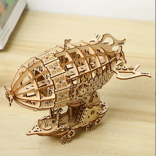 Wooden puzzle airship - 3d,