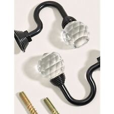 2pieces Crystal Alloy Curtain Wall Hooks With Screws Holder Curtain Tie Backs