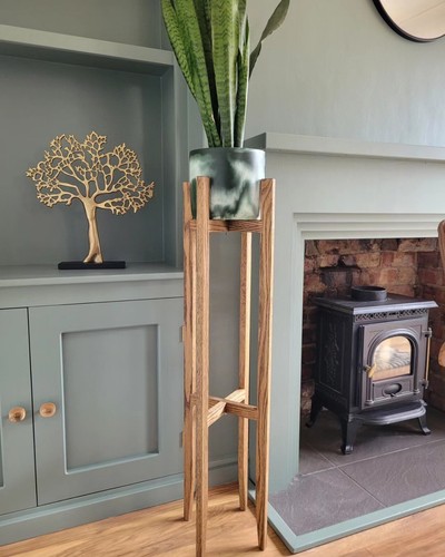 Meter tall oak plant stand - plant,