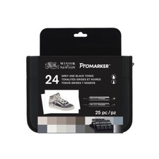 Winsor & Newton Promarker Grey & Black Tones 24pc Marker Pen Wallet Set