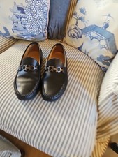 $850 Salvatore Ferragamo GLOVE Shoes Silver Gancini Bit Drivers Loafers Sz. 8 D