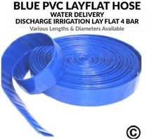 Blue PVC Layflat Hose Pipes Water Delivery Discharge Irrigation Lay Flat 4 BAR