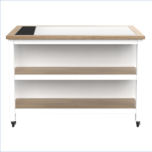 White mobile kitchen island - kitchen,