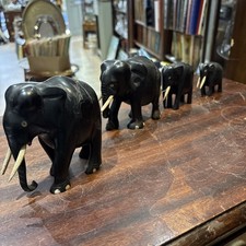 Set Of  4 Black Wooden Hand