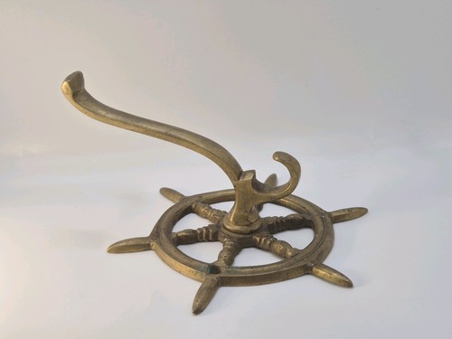 Vintage brass ships wheel - wheel, coat