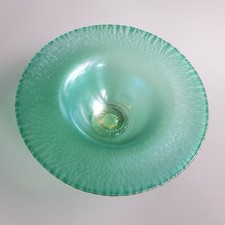 Adrian Sankey glass dish bowl English vintage teal green frosted textured 16cm