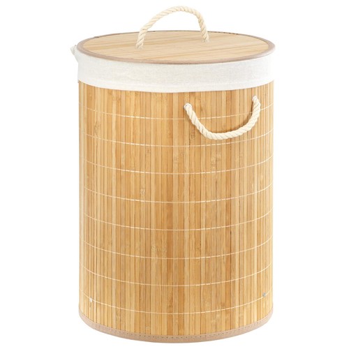 Bamboo laundry basket with lid - bamboo,