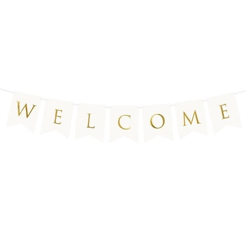 White gold welcome cardboard - &,